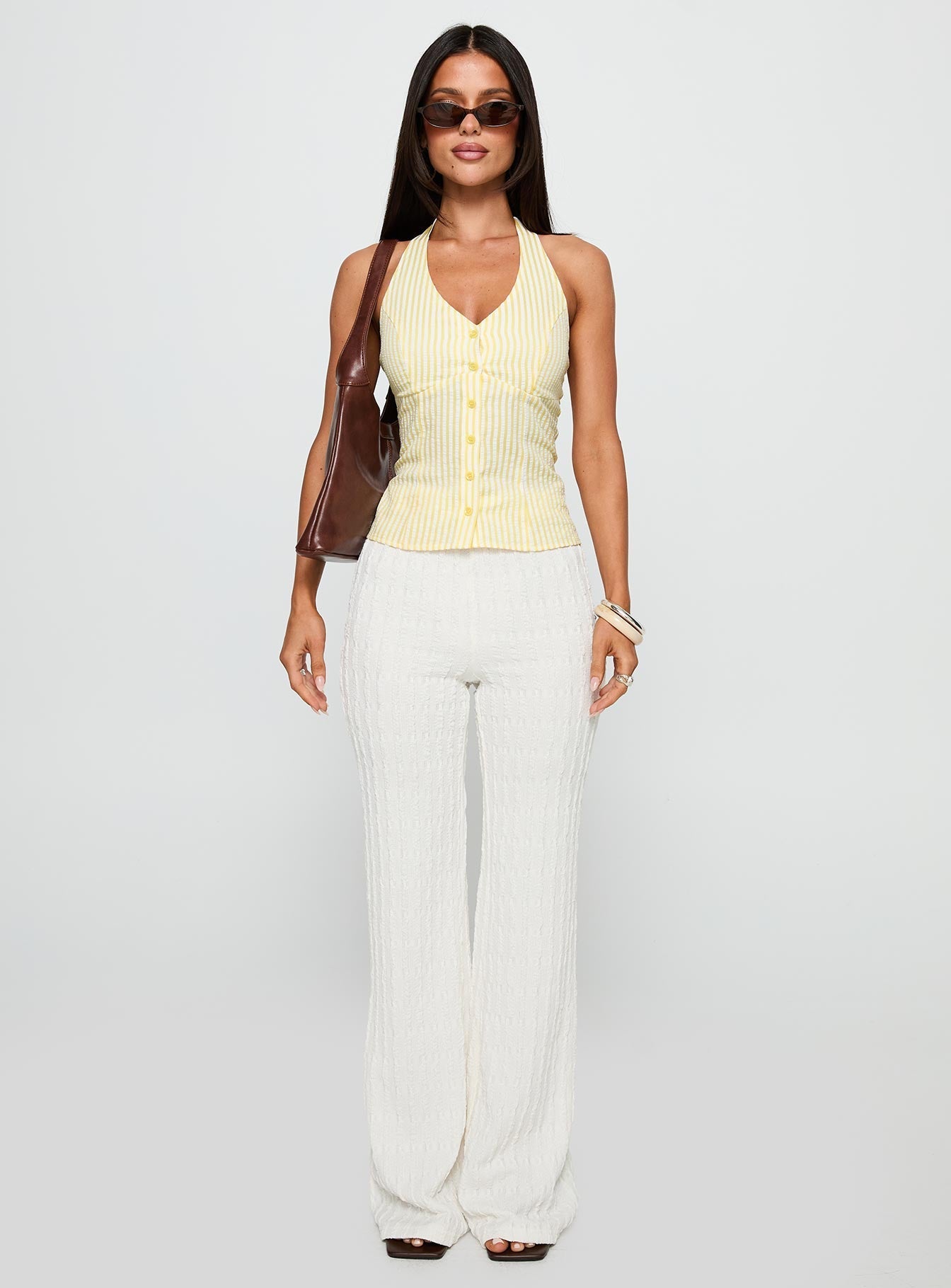 Old Friend Halter Top Yellow Stripe