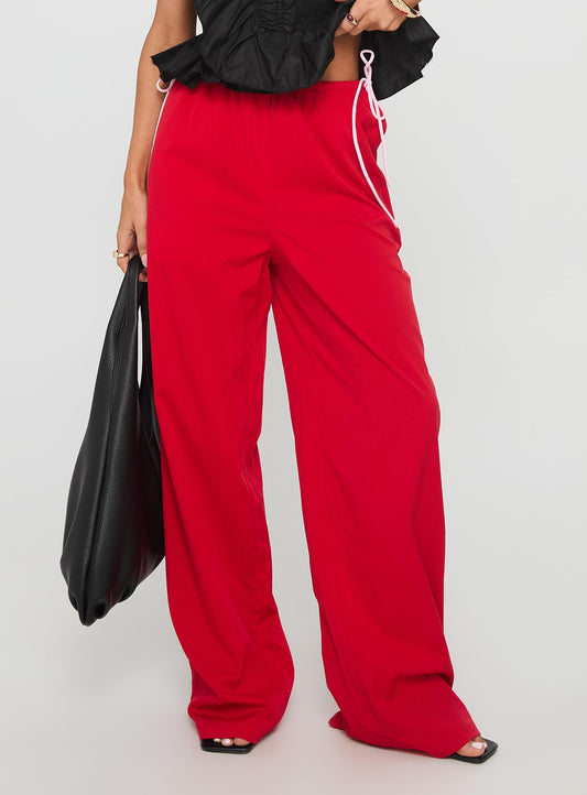 Sweet As Sugar Bow Pants Red / Pink
