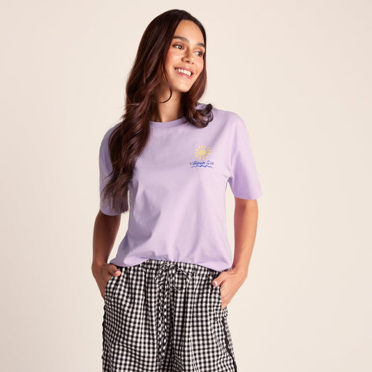 Lupin Womens Relaxed Fit Supersoft Emmy Lupin T-Shirt -  Lilac Blossom