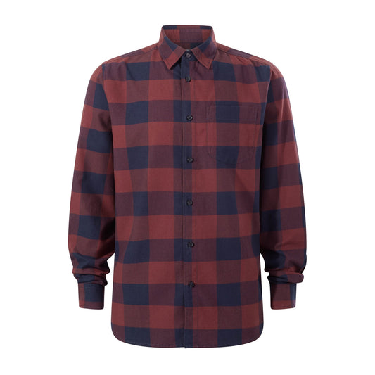 Marcel Mens Brushed Flannel  Check Shirt - Blue & Brown Check
