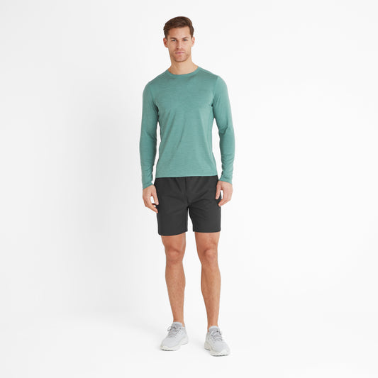 Mittel Mens Long Sleeve Performance Top - Seafoam Green Marl