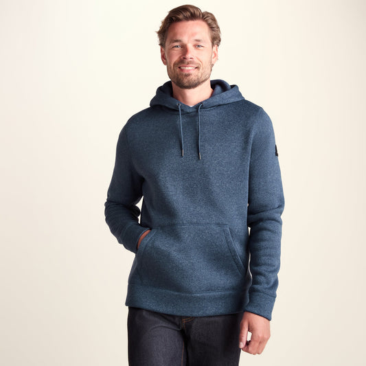 Mosby Mens Supersoft Knitlook Fleece Hoody - Smokey Blue Melange