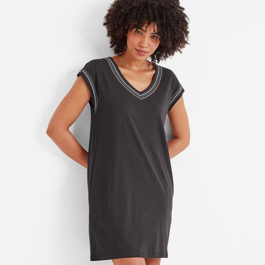 Nicolette Womens Jersey  Dress - Washed Black