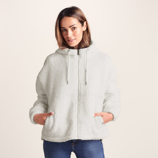 Olivia Womens Relaxed Fit Sherpa Fleece - Vanilla