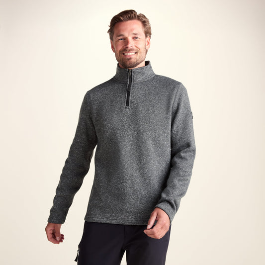 Pearson Mens Knitlook Quarter Zip Fleece - Dark Grey Marl