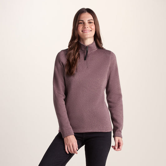 Pearson Womens Knitlook Quarter Zip Fleece - Mauve Marl