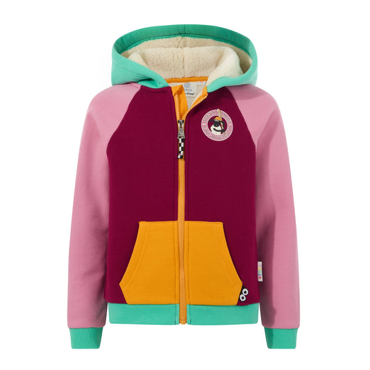 Portland Shaun the Sheep Kids Supersoft Sherpa Lined Hoodie - Candy Floss/Beetroot Red