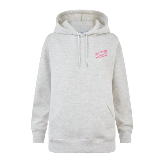 Positivity Womens Supersoft Heavyweight Graphic Print Hoodie - Ice Grey Melange