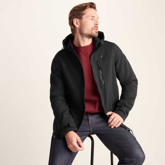 Retner Mens Waterproof Softshell Hooded Jacket - Black