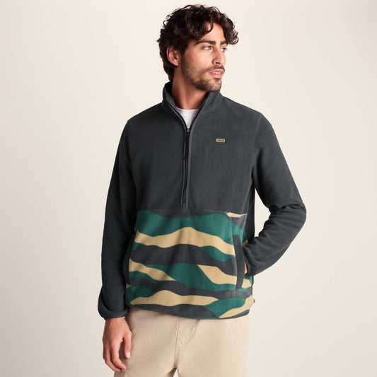 Ryle Mens Relaxed Fit Microfleece Zip Neck - Deep Slate