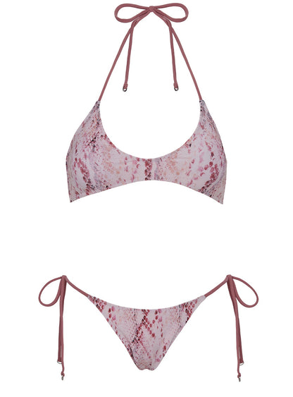 Naysa Tie Side Bikini Bottoms Pink Snake