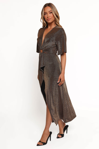 Blanca Cut Out Maxi Dress - Black/Rose Gold